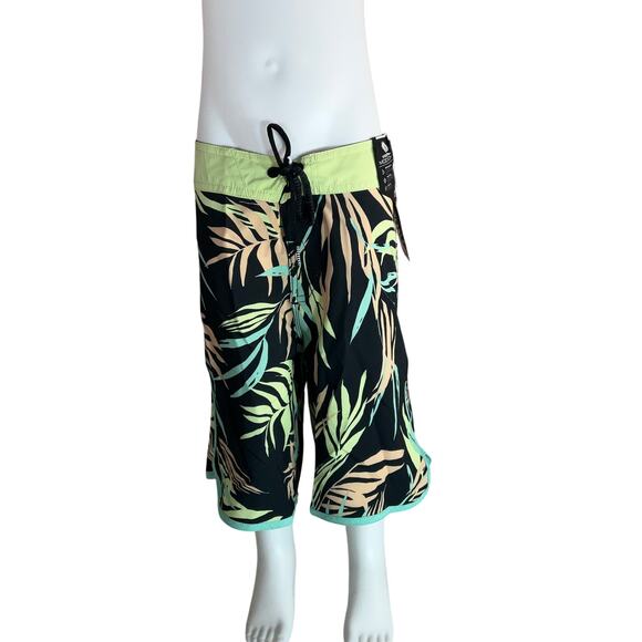 Volcom Big Boys Bleeding Leaf Mod Drawstring Trunks - Black Size 29  NWT - Picture 2 of 4